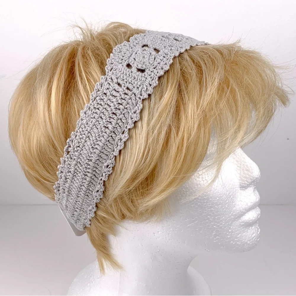 Crochet hair wrap gray women's Charming Charlie crochet headband